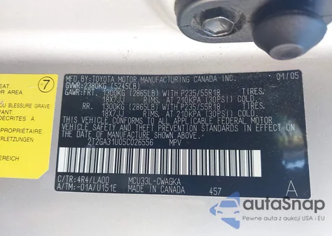 2005 Lexus Rx 330 из США, поврежденный, VIN 2T2GA31U05C026556